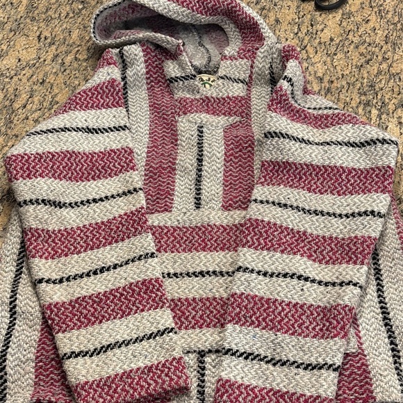 baja joe Tops - Baja Joe Striped Pinkish-Red and Gray Women's Hoodie